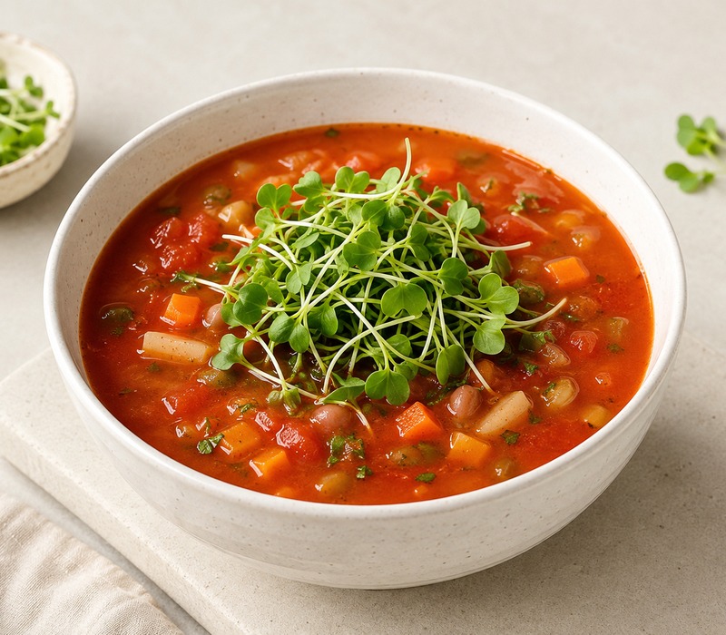 Microgreens on soup